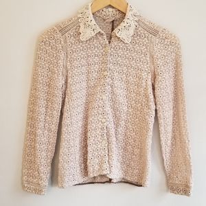 Upcycled! Rebecca Taylor button front lace blouse